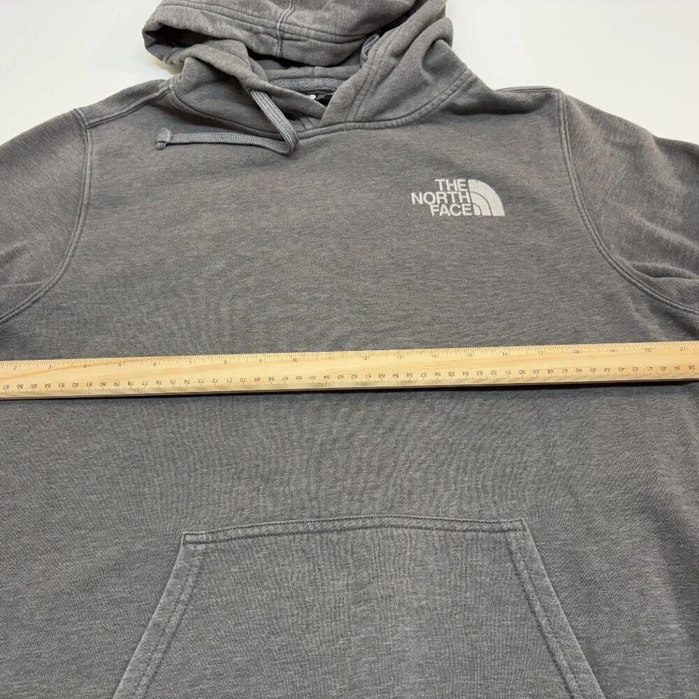 The North Face Box Logo Hoodie Distressed Faded Gray Men's M
